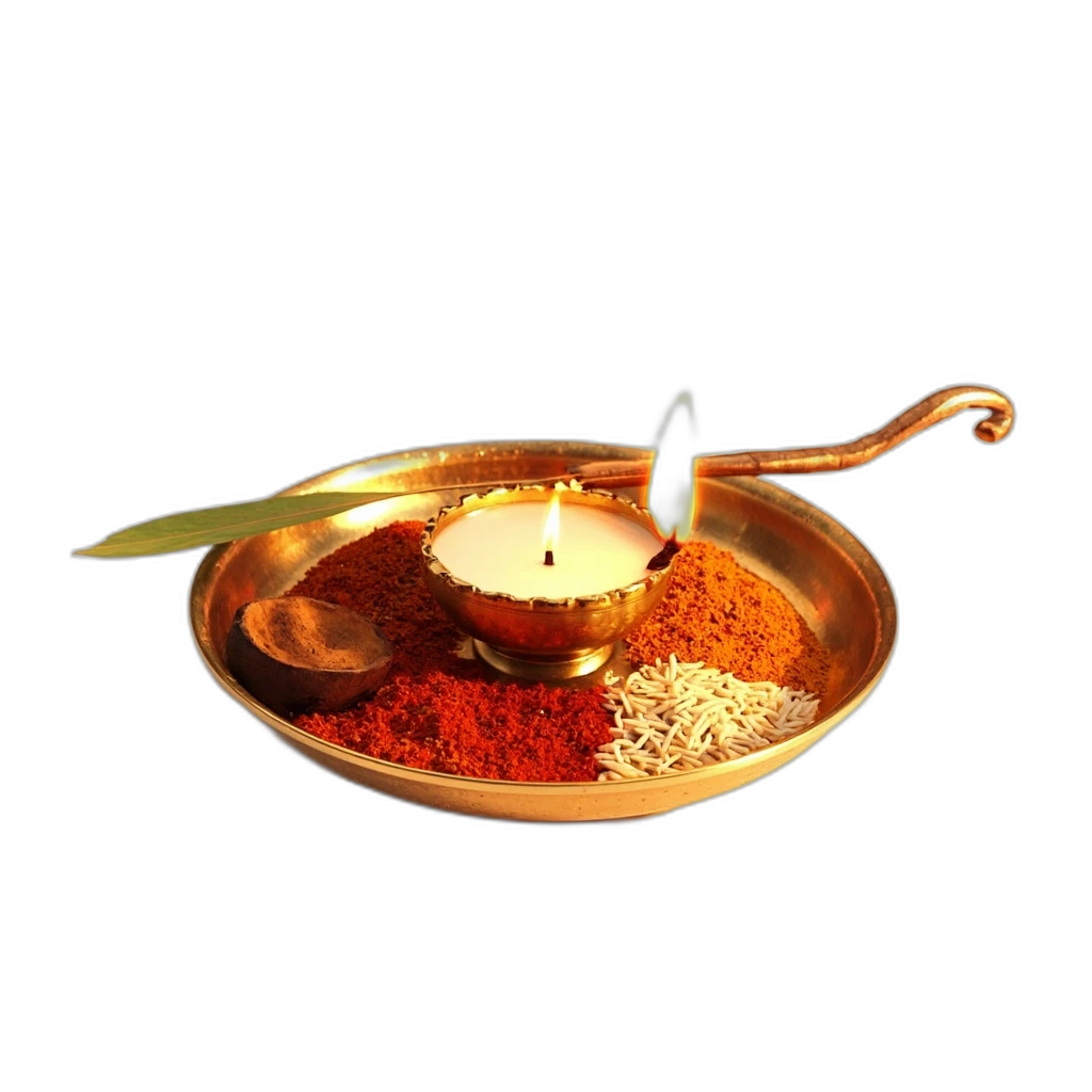 A lit diya prepared for a devotional offering